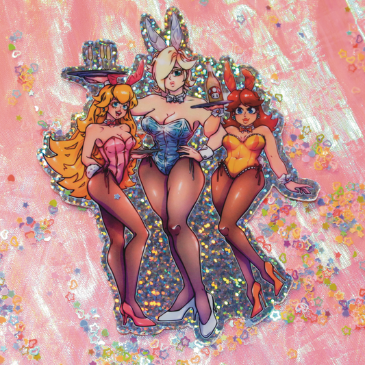 1-Up Bunny Girls Glitter Sticker